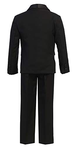 Boys Premium Paisley Patterned and Solid Shawl Lapel Tuxedos - Many Colors (1, Black on Black Solid)