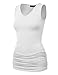 MBJ WT1101 Womens Basic Extra Long Tunic Tank Top with Side Shirring L WHITE