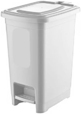 KITCHEN KINGPlastic Dustbin Waste Bin with Lid 10L Slim Basket Waste Rubbish Pedal Bins (White)