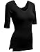 HASLRA Women's V-neck Sexy Top_95% Modal_Stretch Top (Black-S)