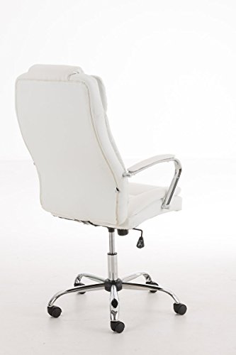 CLP-Sedia-Ufficio-XANTHOS-XXL-in-Similpelle-Poltrona-Ergonomica-Carico-Max-210-kg-I-Sedia-Studio-Imbottita-e-Regolabile-I-Poltrona-Pc-Rinforzata-ed-Oscillante-Ruote-Antiattrito-Bianco
