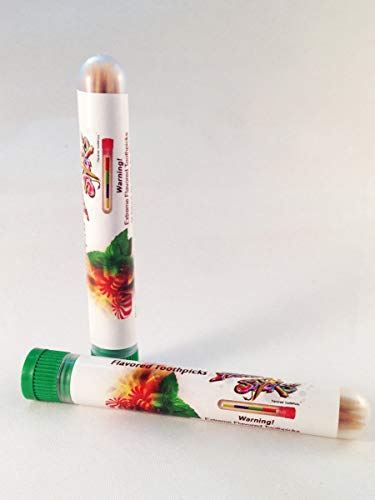 Flavored Toothpicks - Natural Wooden Toothpicks in 7 Flavors - 7 Sampler Tubes - Freshen Breath After Food and Drink - An Alternative to Gum & Candy