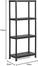 Keter Plus 60/4 Plastic Shelf Black 4 Shelves 20kg Load Tool-Free Assembly view 7