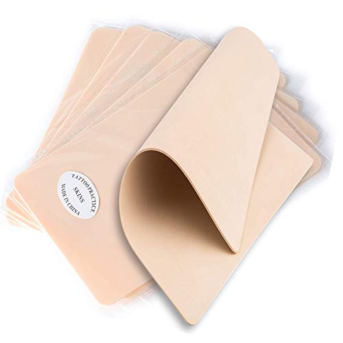 Blank Tattoo Skin Practice, 8x6 inch Double Sides Tattooing and Microblading Eyebrow Practice Skin Silicone Pads for Tattoo Supplies, Perfect for Beginners and Experienced Tattoo Artists (10 pcs)