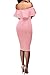Wonderoy Women's Ruffles Off Shoulder Fitted Club Party Cocktail Bodycon Midi Dress M Pink