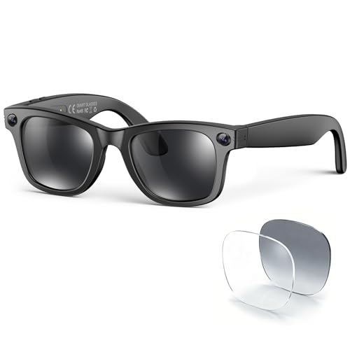 2026 AI Smart Glasses with Camera and Bluetooth,8MP 4K Camera Glasses,Supports AI Voice Control/Photo/Video/Audio Recording,Glasses with 133 Translation,Sunglasses Lenses+Photochromic for Men & Women