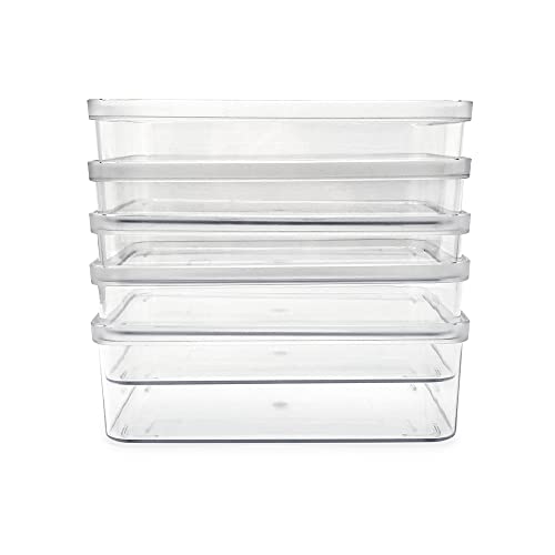 Isaac Jacobs 5Pack Small Clear Storage Bins (5.5” L x 7.75” W x 2.5” H
