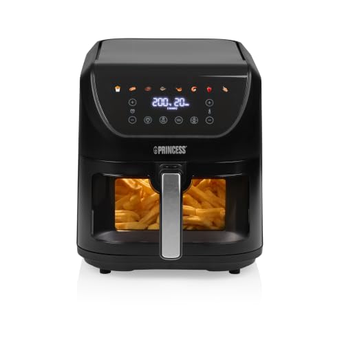 SlimFry Airfryer, Capacité 8L, 2000W, 8 Programmes, Écran Tactile Digital, Température Réglable, Fenêtre de Visualisation, Arrêt Automatique, Panier Lavable, 182257, Noir