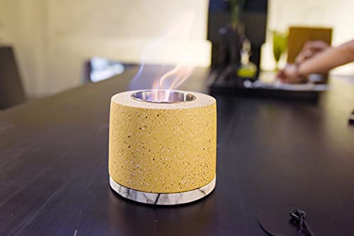 Aobaks Small Tabletop Rubbing Alcohol Fireplace Indoor Outdoor Fire Pit Portable Fire Concrete Bowl Pot Fireplace (Beige)