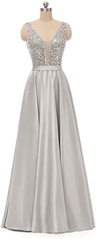 Seasail V-Neck Evening Dress Elegant Robe De Soiree Satin Sequined Evening Dresses Long Dress 2019 Reflective Dress