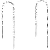 YFN Threader Earrings Sterling Silver Chain -Earrings for Women Dangle Earrings Thread Dangling Threaded Long Chain Earring Nickel Free Hypoallergenic Ear for Women