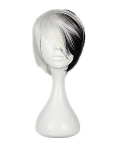 Anime Short Black Mixed White Monokuma Dangan Ronpa Cosplay Party Wig For Women/men