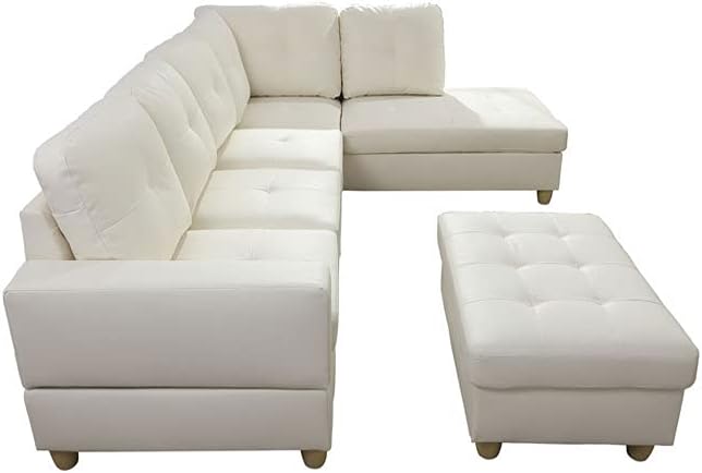 LifeStyle Furniture Left Facing 3PC Sectional Sofa Set Faux PU Leathe with Storage mats and 2 Pillows Smooth and Soft Couch ​Sets: Furniture & Decor