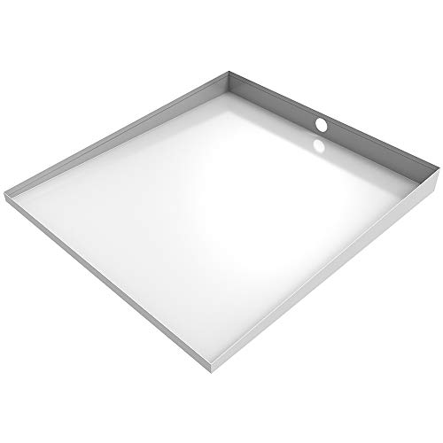 25" x 27" Compact Front-Load Washer Floor Tray with Drain (White) - Thumbnail 3