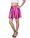 HDE Women's Solid Color Metallic Flared Pleated Club Skater Skirt Hot Pink - S