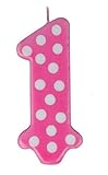 Oasis Supply 1st Birthday Polka Dot Girl Candles, 3.25-Inch