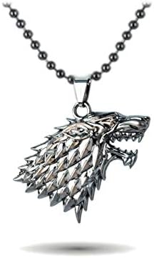 Waama Jewels Silver Wolf Starks of The Winterfell Flag Pendant Locket for Boys and Girls