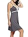 Hotouch Women's Spin Sleeveless Slip V-Neckline and Lace Tirm Nightgowns Gray XL