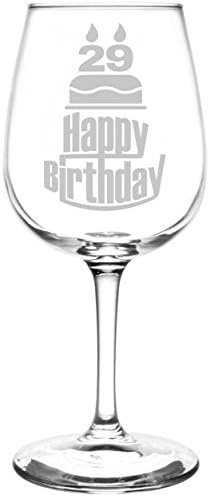 (29th) Three Tier Happy Birthday Cake Inspired - Laser Engraved 12.75oz Libbey All-Purpose Wine Taster Glass
