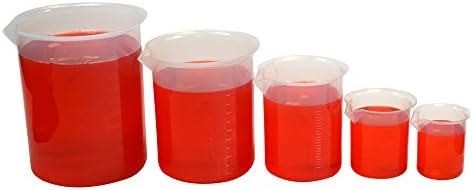 EiscoLabs CH0137H Polypropylene Beaker Set of 50 mL, 100 mL, 250 mL, 500 mL, 1000 mL
