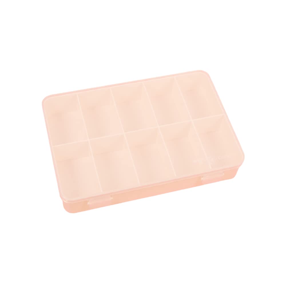 Craftelier - Organiser Box with 10 Compartments for Cardmaking, Scrapbooking and Craft Materials | Dimensions Approx. 26.5 x 17.8 x 4.2 cm (10.4" x 7" x 1.65") - Transparent and White Colour