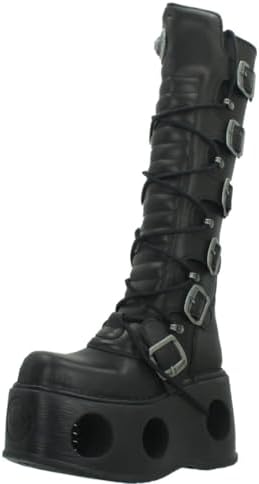Amazon.com | New Rock Newrock 272 Metallic Black Goth Knee High