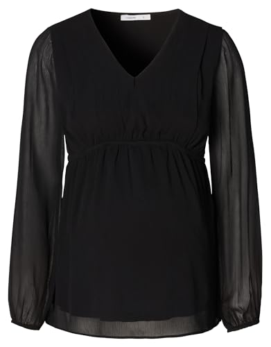 Noppies Maternity Damen Pargas Nursing Blouse Long Sleeve Bluse, Schwarz-P090, Small