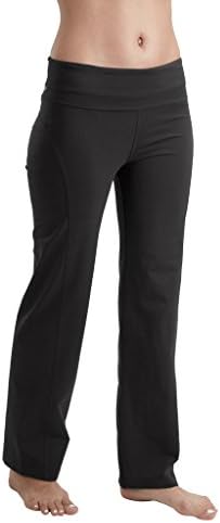 Proyog Organic Yoga Foldover Waist Pants India Ink Black Large (29" Inseam)