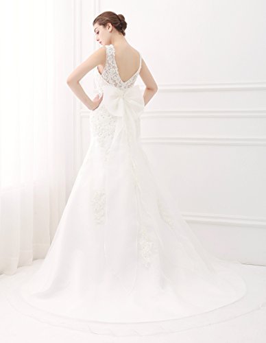 ScelleBridal Latest Sleeveless Lace Appliques Mermaid Bridal Dress Wedding Gown Ivory 2