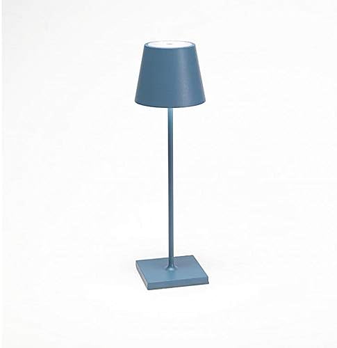 Zafferano Rechargeable LED Table Lamp Poldina, Dimmable, Aluminium Body, Height 38 cm, IP54 Protection, Suitable for Outdoor/Indoor Use, EU Plug-Blue, 2.2 W [Energy Class A++]