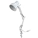 ToJane LED Long Swing Arm Desk Lamp Clamp Metal Architect Adjustable Folding Twin-Arm Clip-on Table Lamp (White+Metal Base)