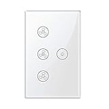 Smart WiFi Fan Light Switch, In-Wall Ceiling Fan Lamp Switch Compatible with Alexa, Google Home Assistant [Voice/Remote/Touch Control] [Timer Function]