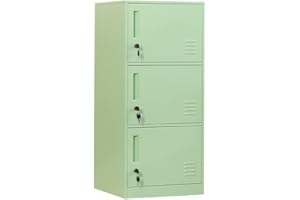 DAYTOYS 3 Door Metal Vertical Storage Locker for Kids Bedroom, Children Room, School, Office, Home,Stackable Steel Storage Cabinet for Toys, Sports Equipment,Anti-Tilting Device. (3D, Green)