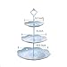 3-Tier Ceramic Cupcake Stand - Elegant Embossed Porcelain Dessert Display Cake Stand - Colorful & Diverse for Baby Shower, Birthday, Wedding, Tea Party (Blue)
