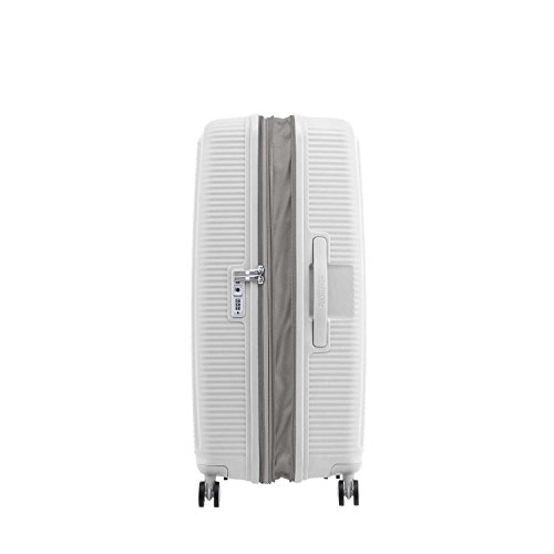 American Tourister Curio Hardside Luggage with Spinner Wheels, White, CheckedLarge 29Inch