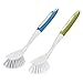 Amazer Kitchen Scrub Brush, One Soft Bristles and One Stiff Bristles for Dishes Pot Pan Cast Iron Skillet, Comfortable Grip Dish Brushes Sink Brushes with Scraper Tip Bristles, 2-Pack