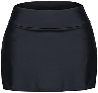 PEGGYNCO Womens Black Skirted Swim Bikini Bottom L