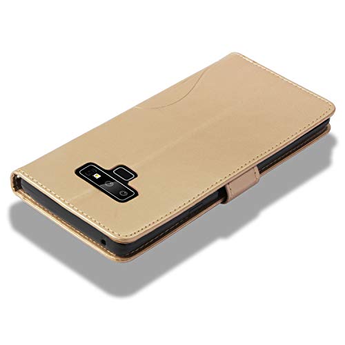 Strap Case for Galaxy Note 9,Wallet Leather Cover for Galaxy Note 9,Herzzer Classic Elegant [Gold Butterfly Pattern] PU Leather Fold Stand Card Holders Smart Phone Case - Thumbnail 7