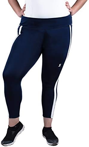 Spirit Animal Plus Size Women's Contrast Side Tape Legging for Gym/Sports (100% Poly-Lycra,Navy Blue)