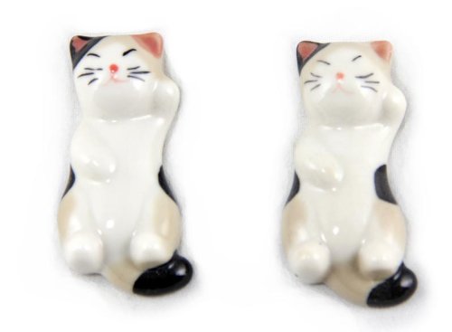 6pcs Chinese Ceramic Cat Pattern Chopstick Rest Spoon Fork Knife Holder
