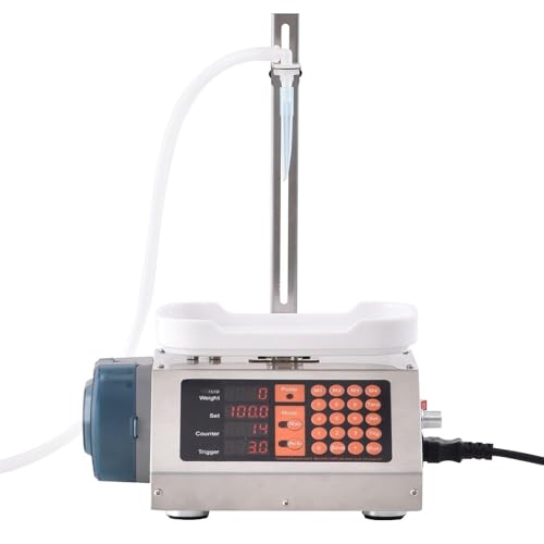 Liquid Filling Machine, 5-300 g Weighing Capacity, Automatic Bottle Filler Machine, Bottling Machine Peristaltic Pump Digital Control for Milk, Water, Wine, Beverage, Soy Sauce (Single Nozzle)