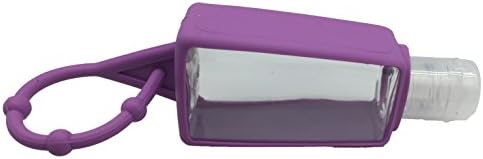 6 30ml Clear Plastic Bottles with Silicon Holders for Hand Sanitizer (Purple)