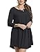 LARACE Women's Casual Loose 3/4 Sleeve Simple Plain Swing Flowy T-Shirt Dresses, 3X, Black