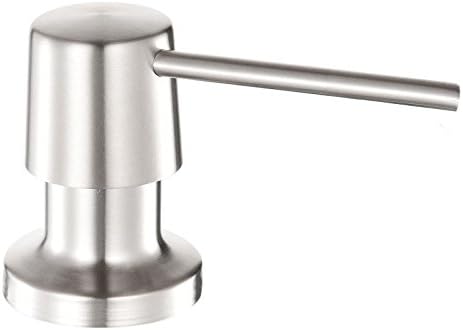 BSLINO Stainless Steel Built in Pump Kitchen Sink Dish Soap Dispenser Large Capacity 17 OZ Bottle 3.15 Inch Threaded Tube for Thick Deck Installation