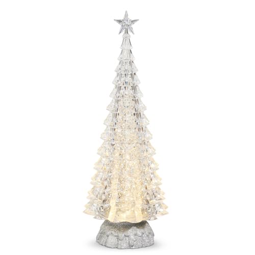Photo 1 of RAZ Imports Plastic Silver Lighted Christmas Tree with Swirling Glitter, 15-inch Height, Holiday Season Decoration