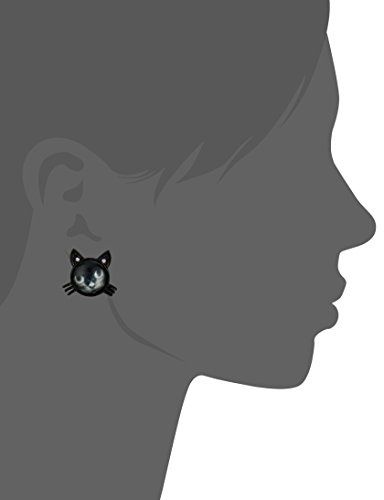 Betsey Johnson Women's Creepshow Cat Stud Earrings Black/Pot Black