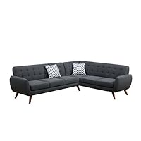 Poundex Bobkona Galiana Linen-Like Polyfabric SECTIONAL in Ash Black