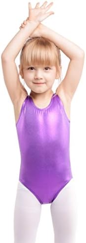Gymnastics Sleeveless Leotards For Girls，Sparkle Mystique Dance Leotard (Purple, 140(Recommended Age 6-7 Years))