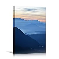 Canvas Wall Art Landscape Sunset Bedroom Contemporary Dramatic Landscape Mountain Multicolor Photography - 12x18 inches