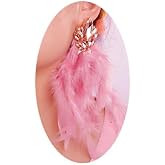 Sither Feather Earrings for Women Long Dangling Feather Tassel Earrings Boho Large Earrings for Halloween Prom Party Christmas Gift (pink)